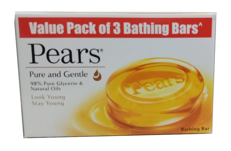 Pears Pure & Gentle Glycerin & Natural Oils Bathing Soap, 3x125gm